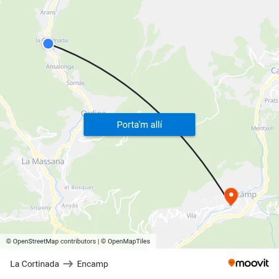 La Cortinada to Encamp map