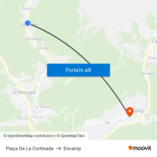 Plaça De La Cortinada to Encamp map