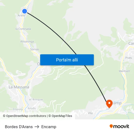 Bordes D'Arans to Encamp map