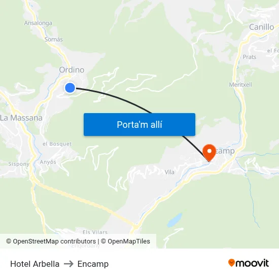 Hotel Arbella to Encamp map