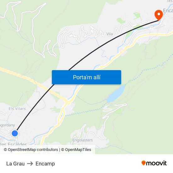 La Grau to Encamp map
