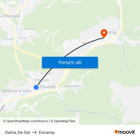 709-Dama De Gel to Encamp map