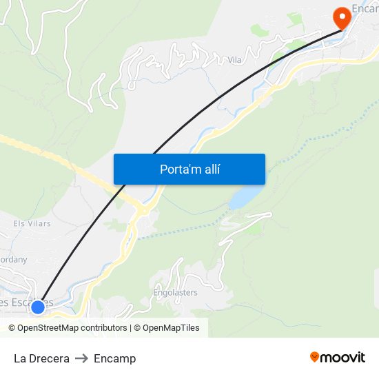 La Drecera to Encamp map