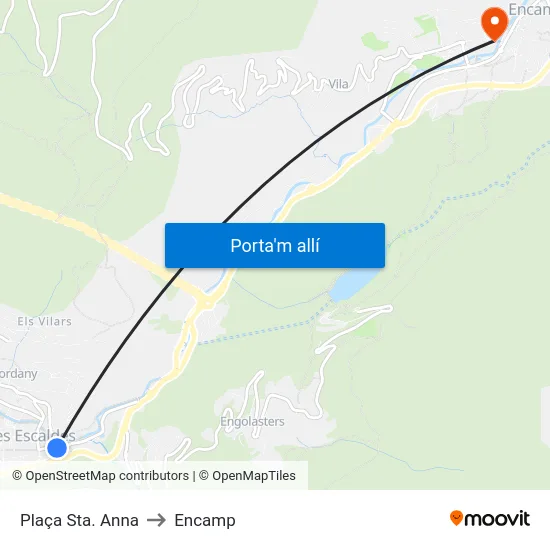 701-Plaça Sta. Anna to Encamp map