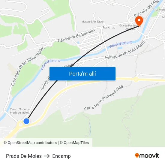 217-Prada De Moles to Encamp map