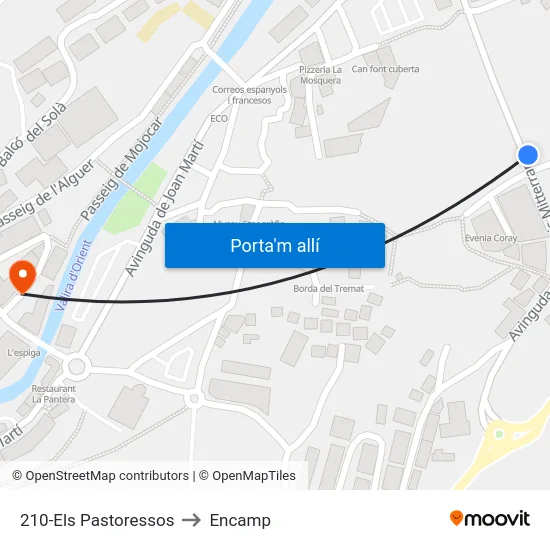 210-Els Pastoressos to Encamp map