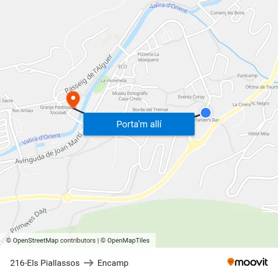 216-Els Piallassos to Encamp map