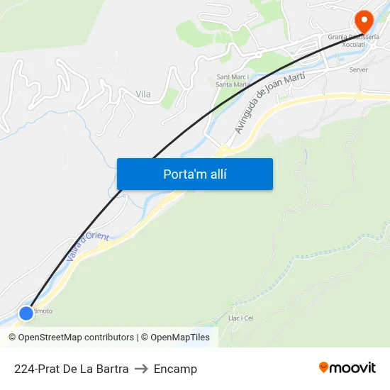 224-Prat De La Bartra to Encamp map