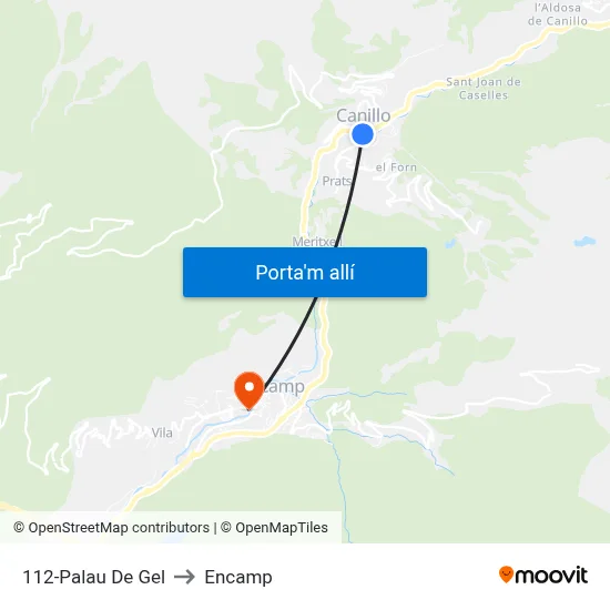 112-Palau De Gel to Encamp map