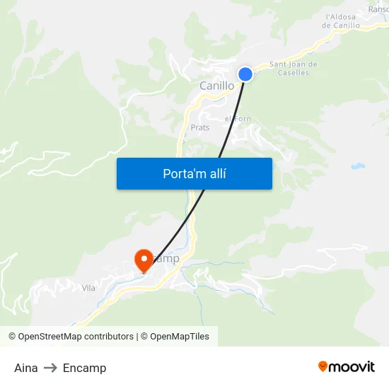 118-Aina to Encamp map