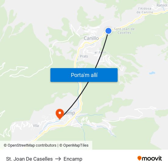 St. Joan De Caselles to Encamp map