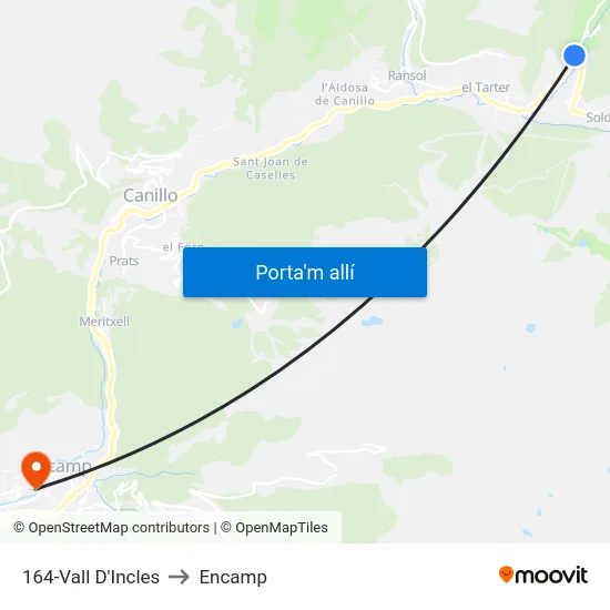 164-Vall D'Incles to Encamp map