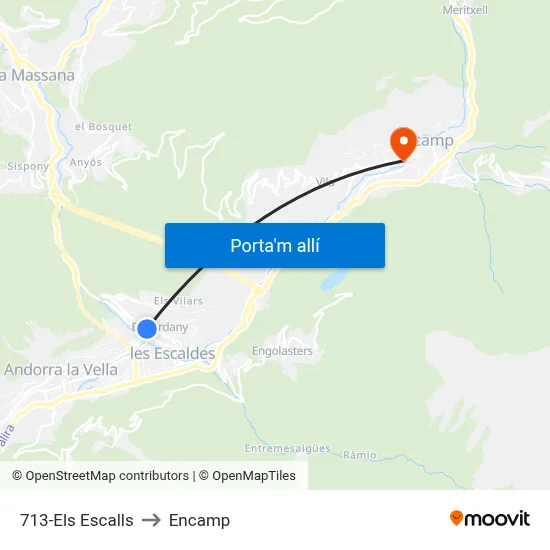 713-Els Escalls to Encamp map