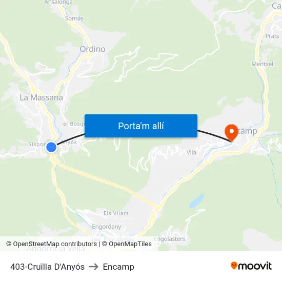 403-Cruïlla D'Anyós to Encamp map