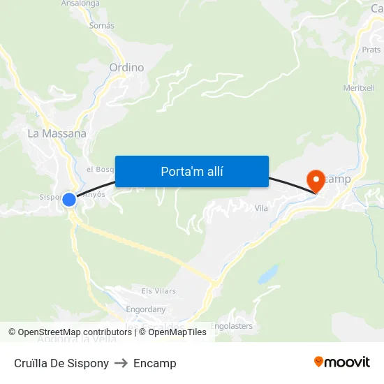 404-Cruïlla De Sispony to Encamp map