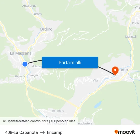 408-La Cabanota to Encamp map