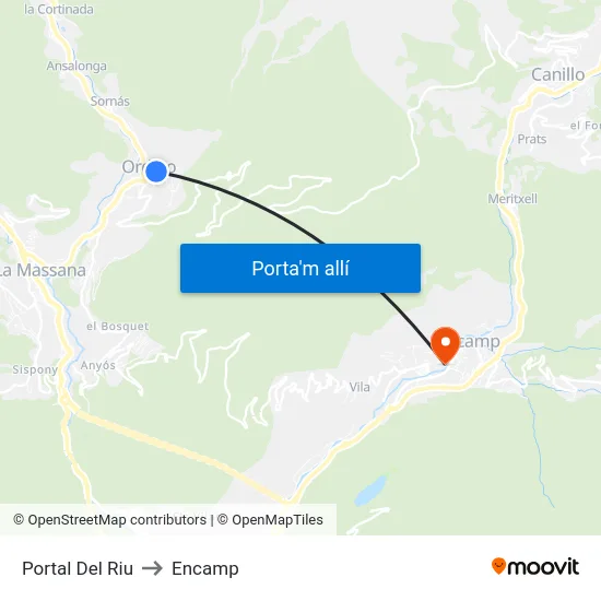 302-Portal Del Riu to Encamp map