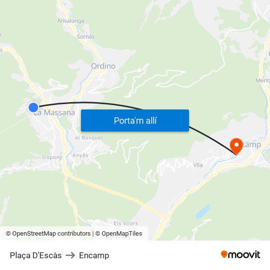 Plaça D'Escàs to Encamp map