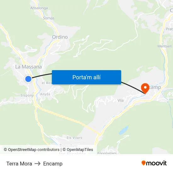 Terra Mora to Encamp map