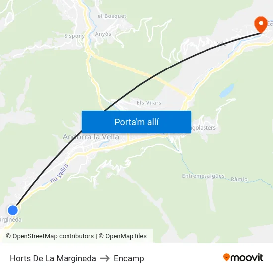 Horts De La Margineda to Encamp map