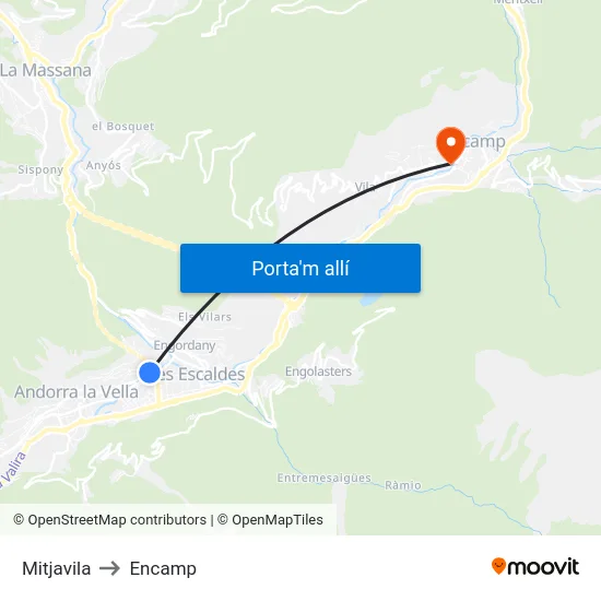 Mitjavila to Encamp map