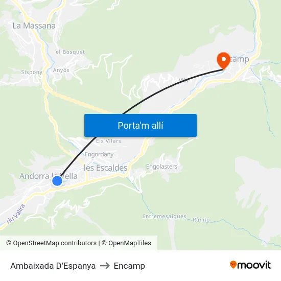 Ambaixada D'Espanya to Encamp map