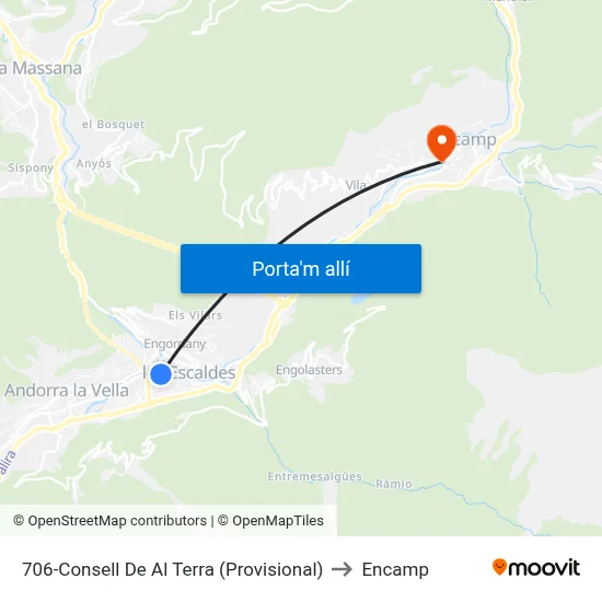 706-Consell De Al Terra (Provisional) to Encamp map