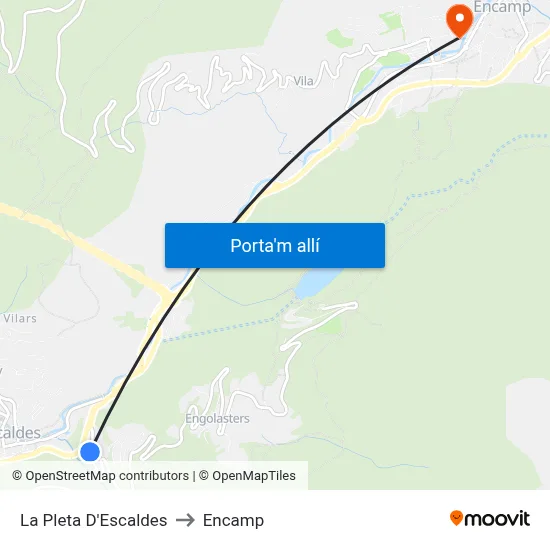 La Pleta D'Escaldes to Encamp map