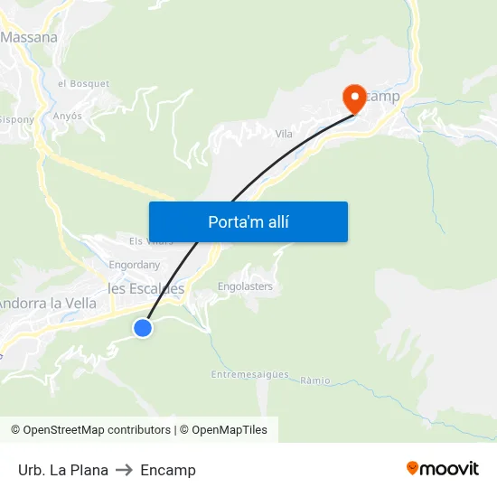 Urb. La Plana to Encamp map