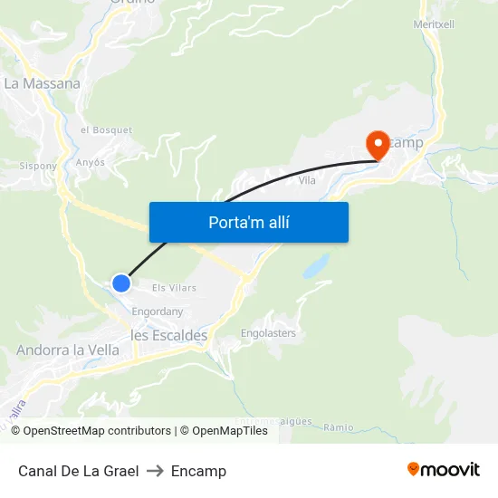 Canal De La Grael to Encamp map