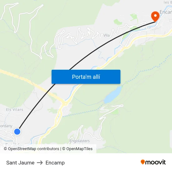 Sant Jaume to Encamp map