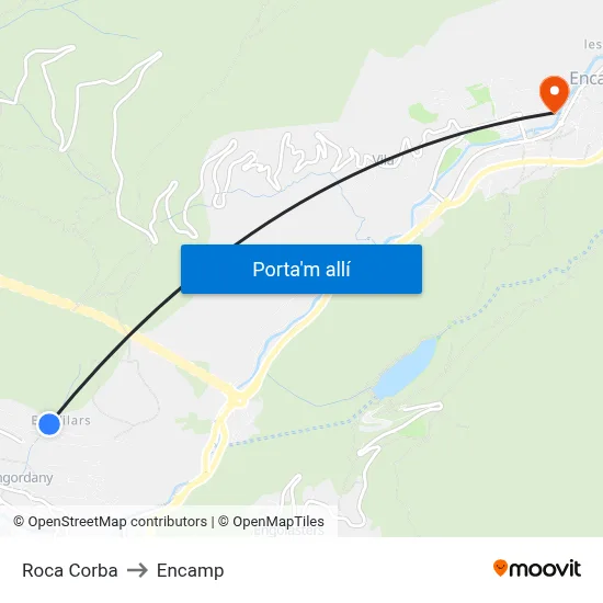Roca Corba to Encamp map