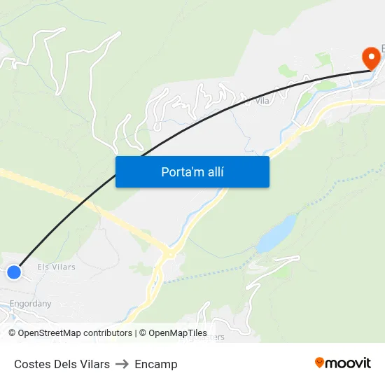 Costes Dels Vilars to Encamp map