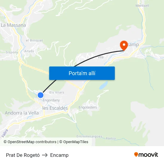 Prat De Rogetó to Encamp map