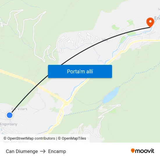 Can Diumenge to Encamp map