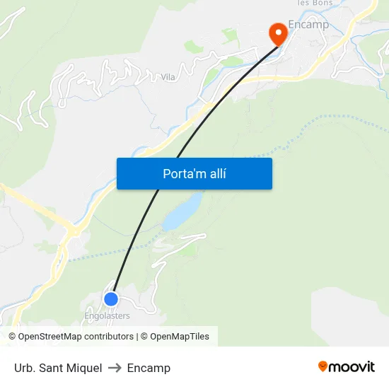 Urb. Sant Miquel to Encamp map
