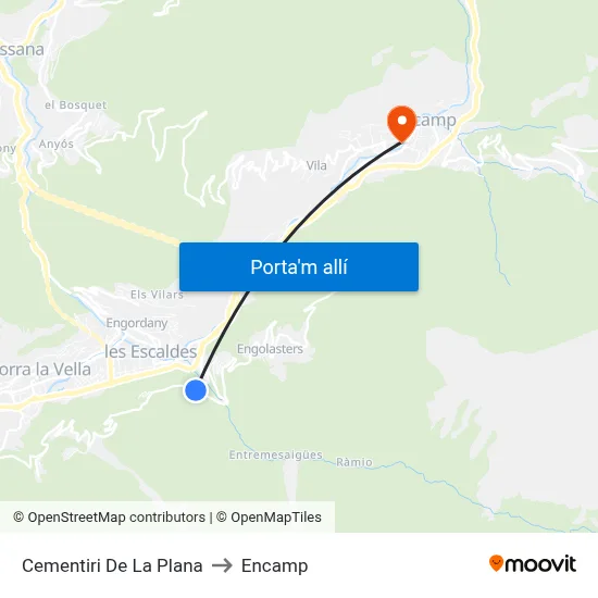 Cementiri De La Plana to Encamp map