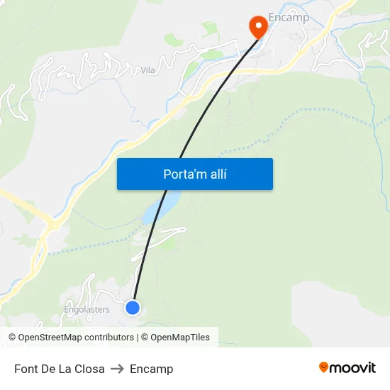 Font De La Closa to Encamp map