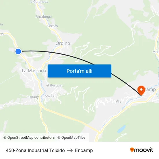 450-Zona Industrial Teixidó to Encamp map
