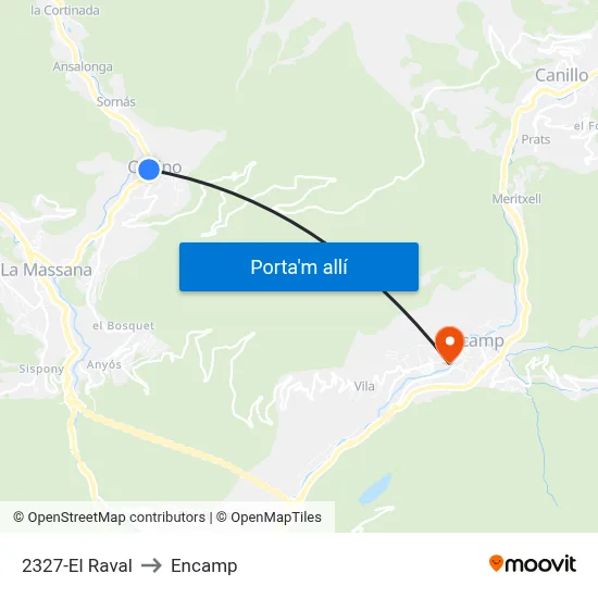 2327-El Raval to Encamp map