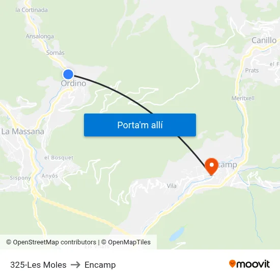 325-Les Moles to Encamp map