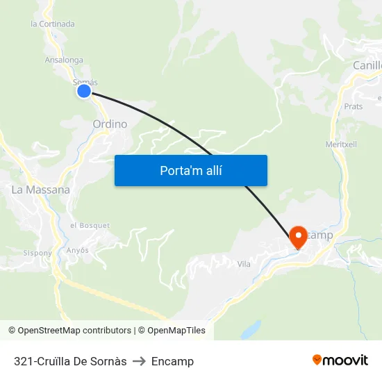 321-Cruïlla De Sornàs to Encamp map
