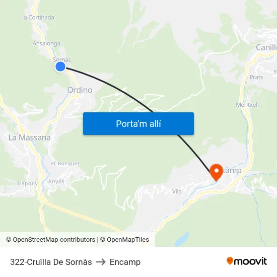 322-Cruïlla De Sornàs to Encamp map