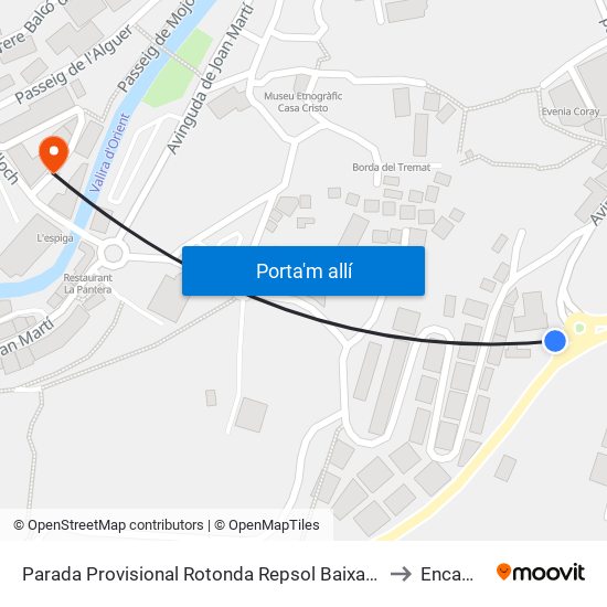 Parada Provisional Rotonda Repsol Baixada to Encamp map