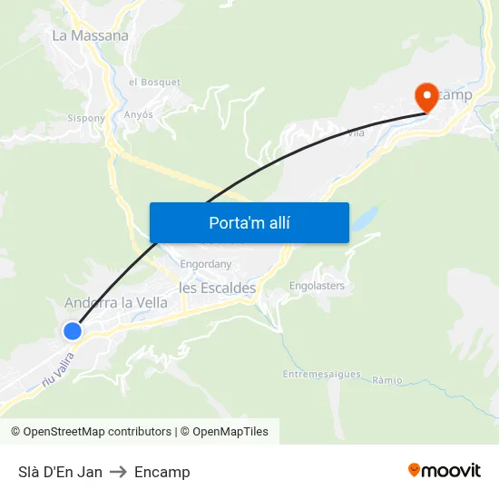 Slà D'En Jan to Encamp map
