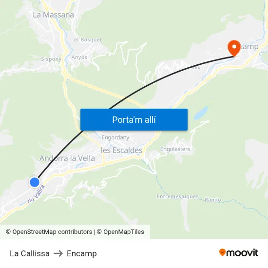 La Callissa to Encamp map