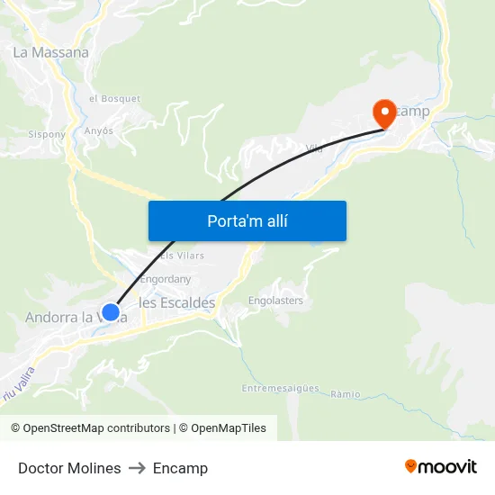 Doctor Molines to Encamp map