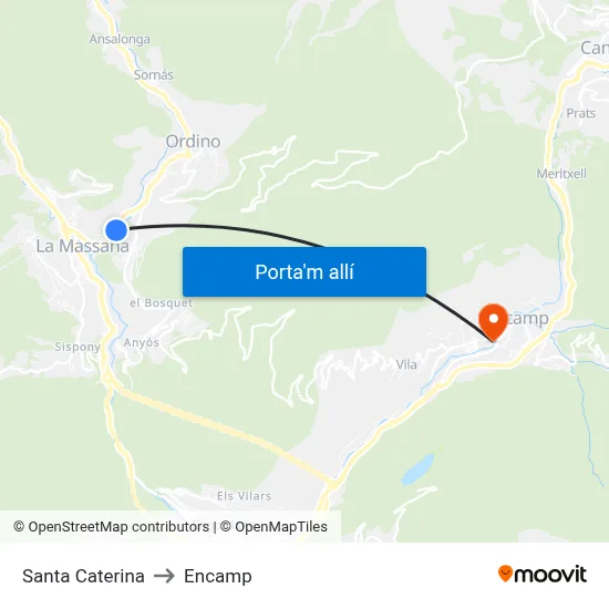 Santa Caterina to Encamp map