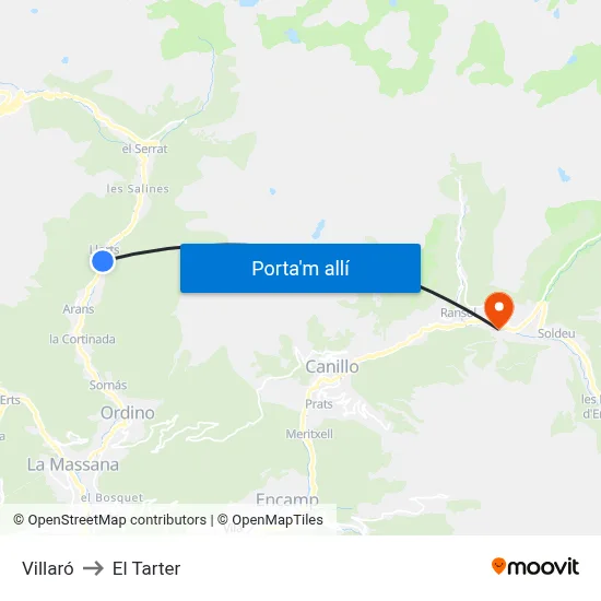 Villaró to El Tarter map