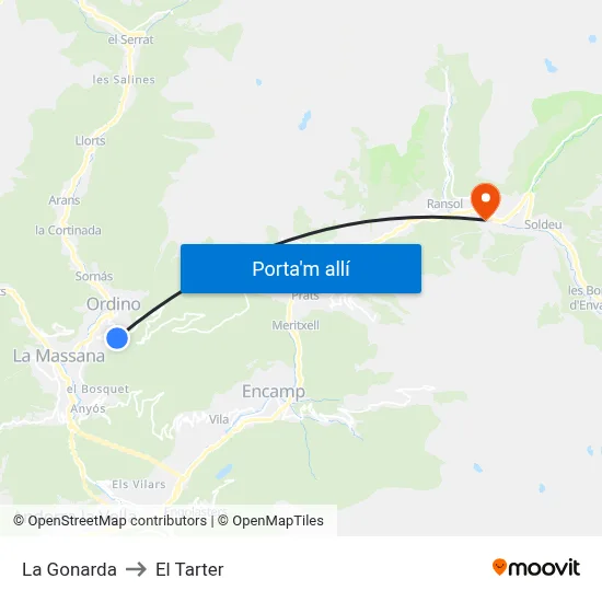 La Gonarda to El Tarter map